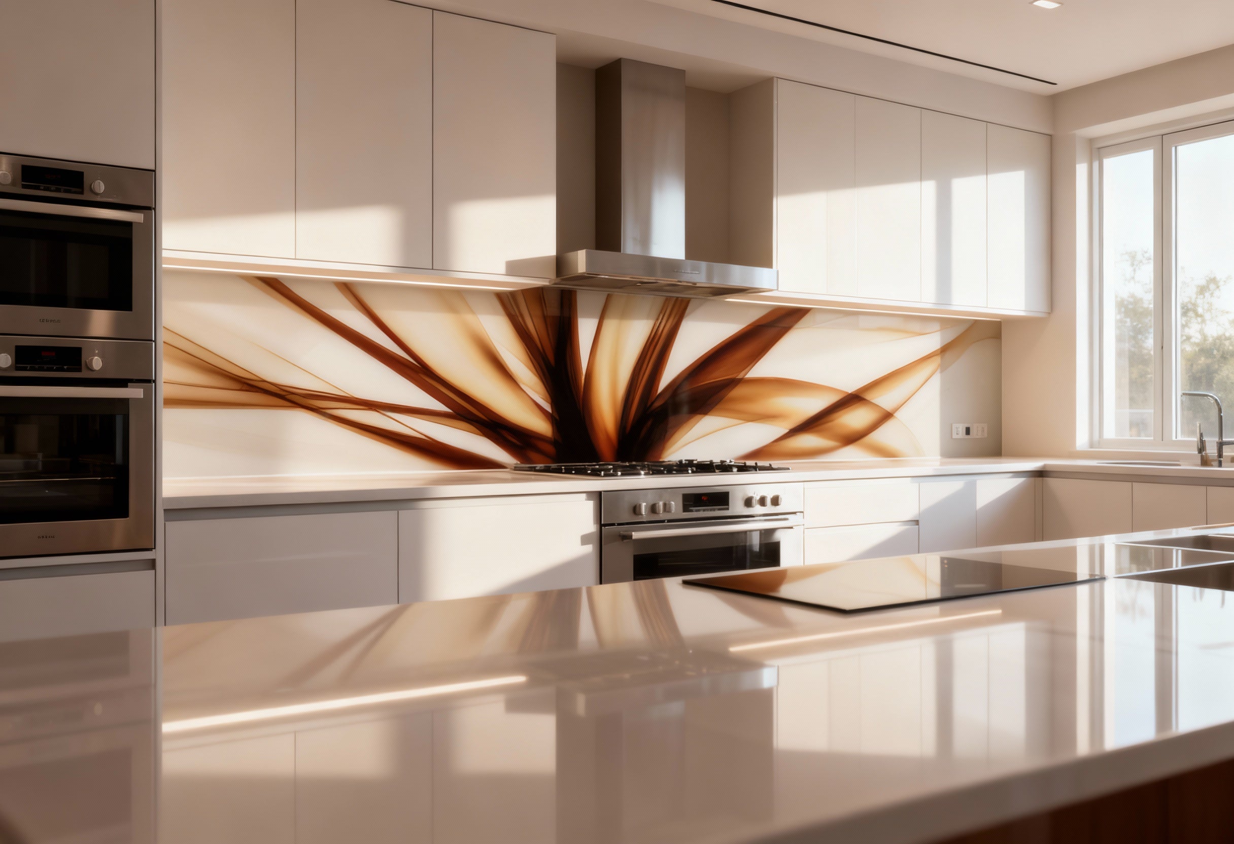Küchenrückwand modern – Abstraktes Linienmotiv