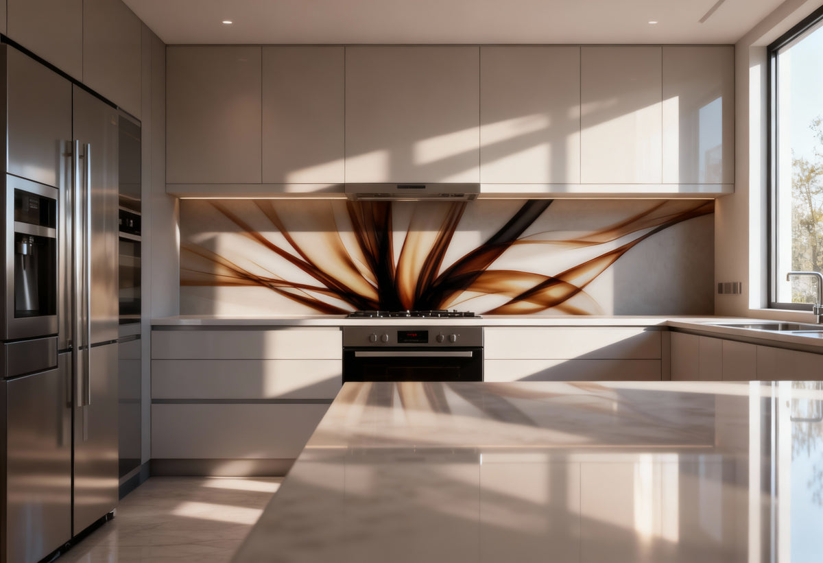 Küchenrückwand modern – Abstraktes Linienmotiv