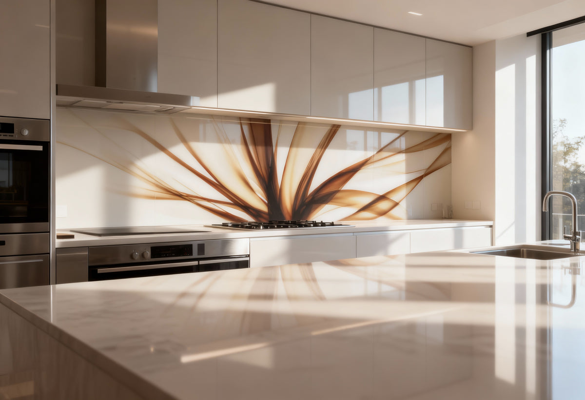 Küchenrückwand modern – Abstraktes Linienmotiv