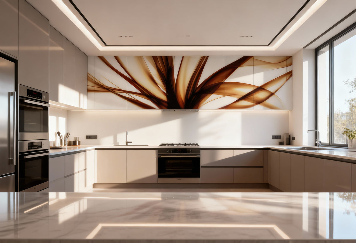 Küchenrückwand modern – Abstraktes Linienmotiv