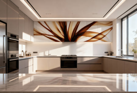 Küchenrückwand modern – Abstraktes Linienmotiv