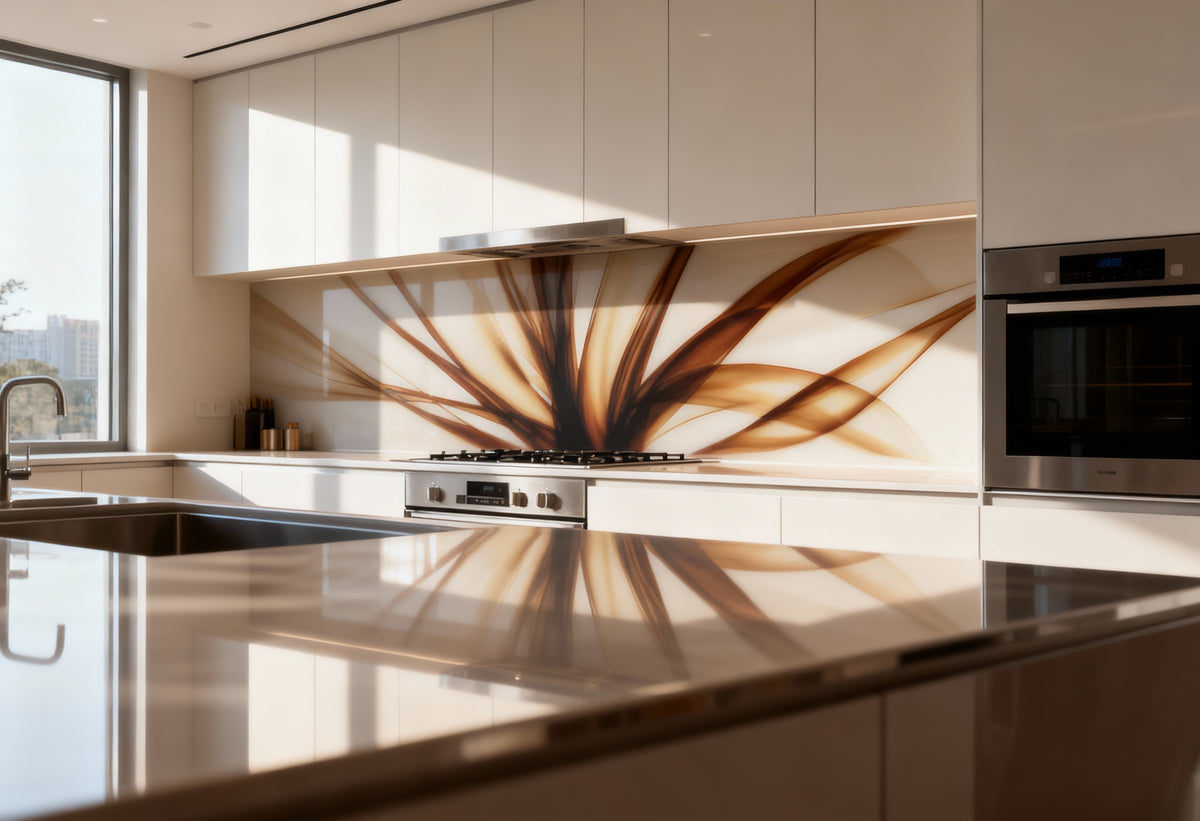 Küchenrückwand modern – Abstraktes Linienmotiv