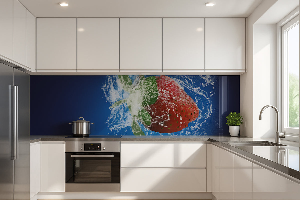 Revêtement De Cuisine PVC Autocollant – Motif Fraises, 50x100 Cm, Tulup