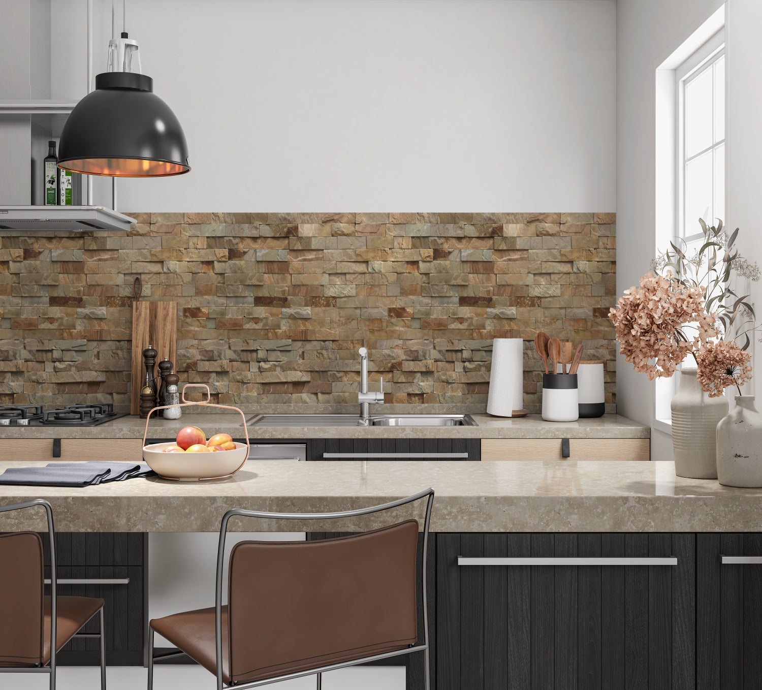 Spritzschutz Küche Steinoptik