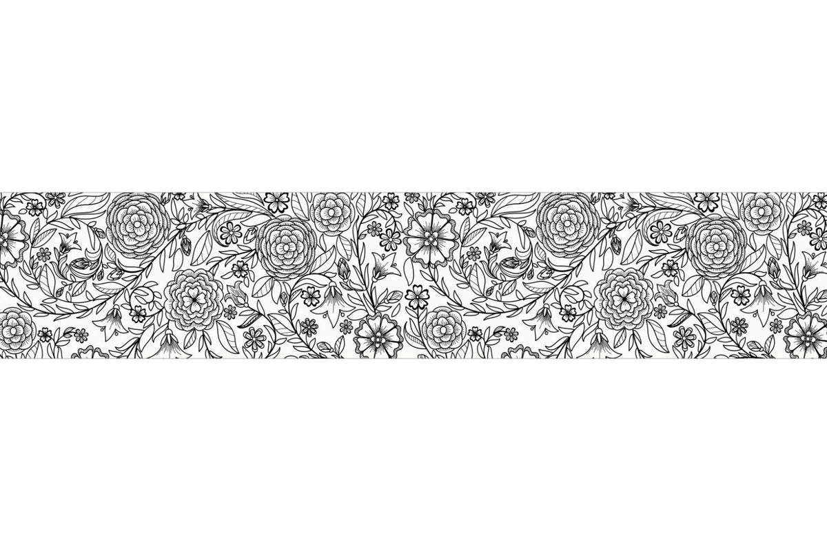 Küchenrückwand Blumenmuster Schwarzweiß