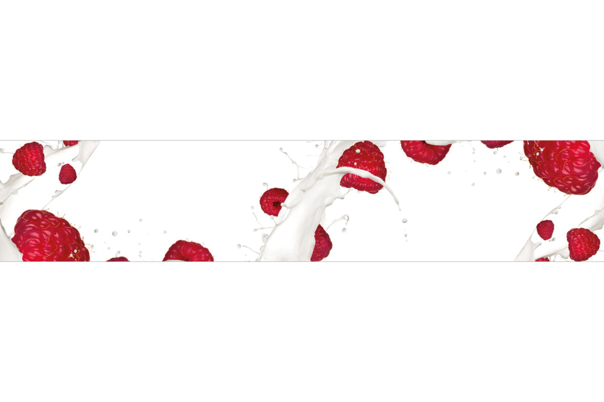 Küchenrückwand Himbeeren Milch Splash