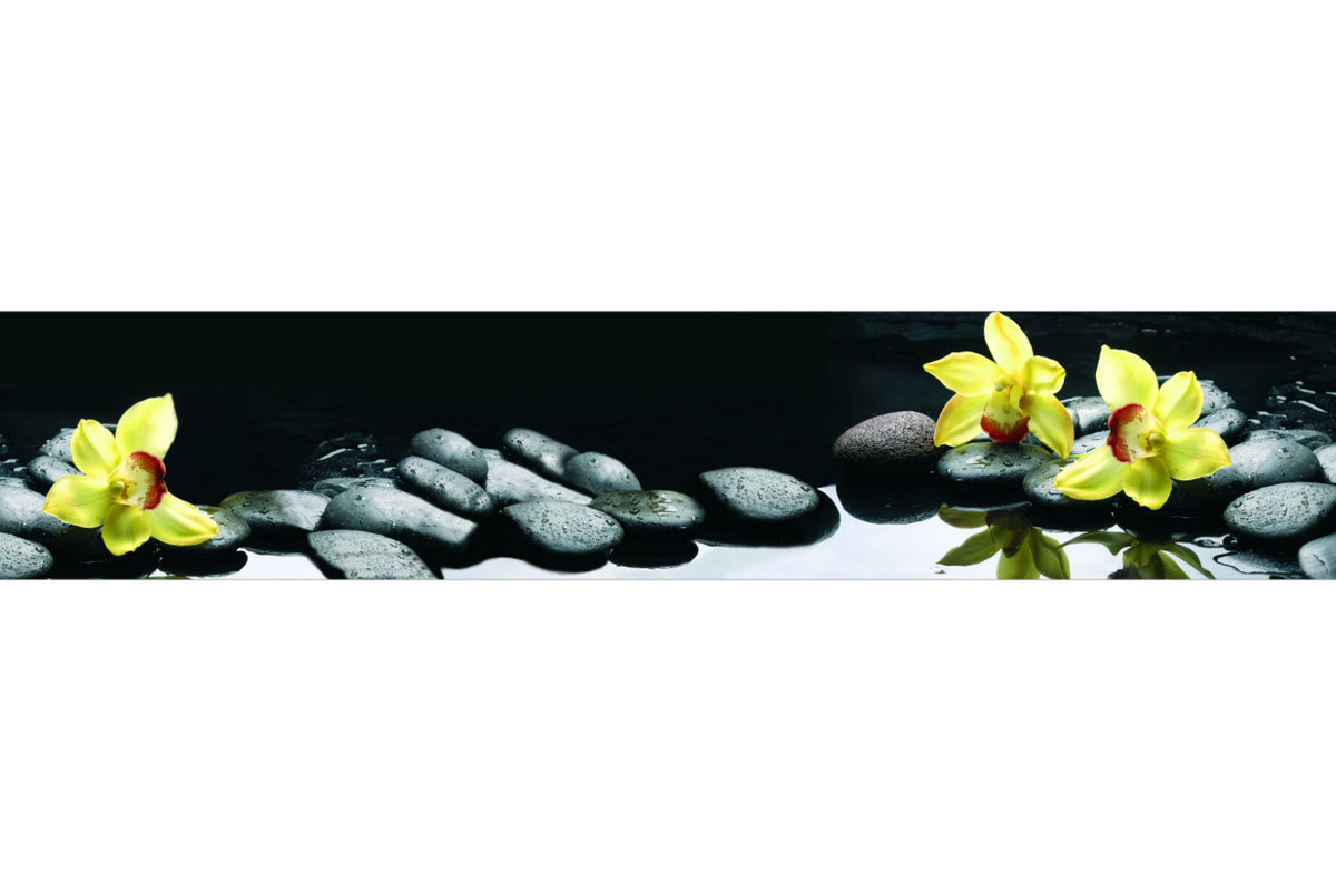 Küchenrückwand Orchideen & Spa-Steine