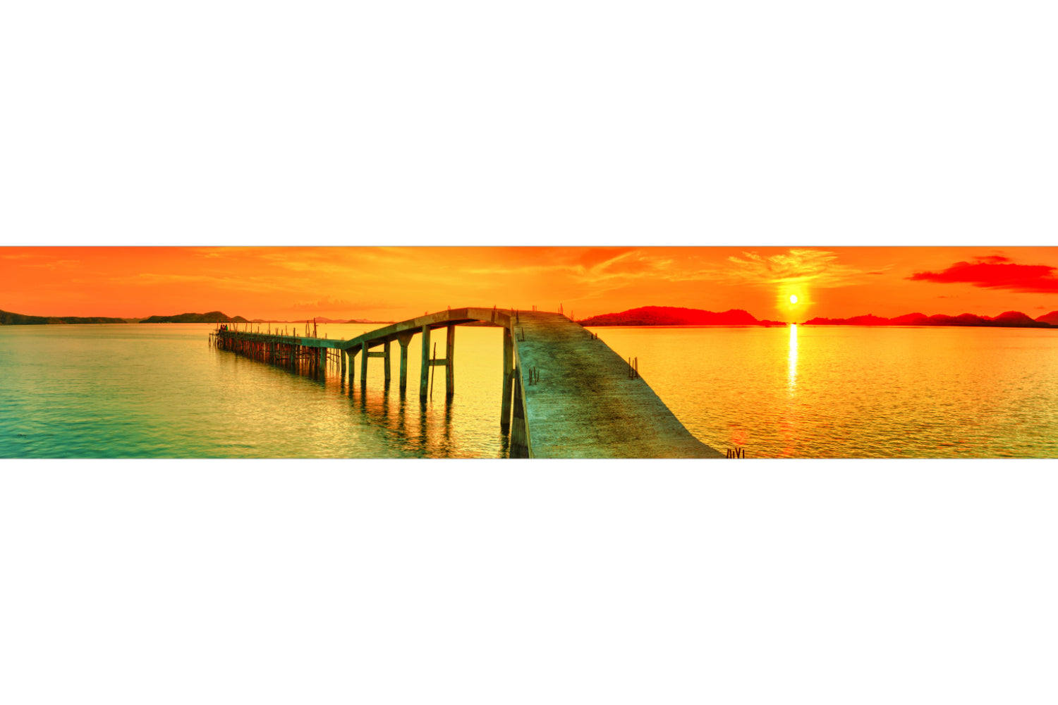 Küchenrückwand Sonnenuntergang am Steg