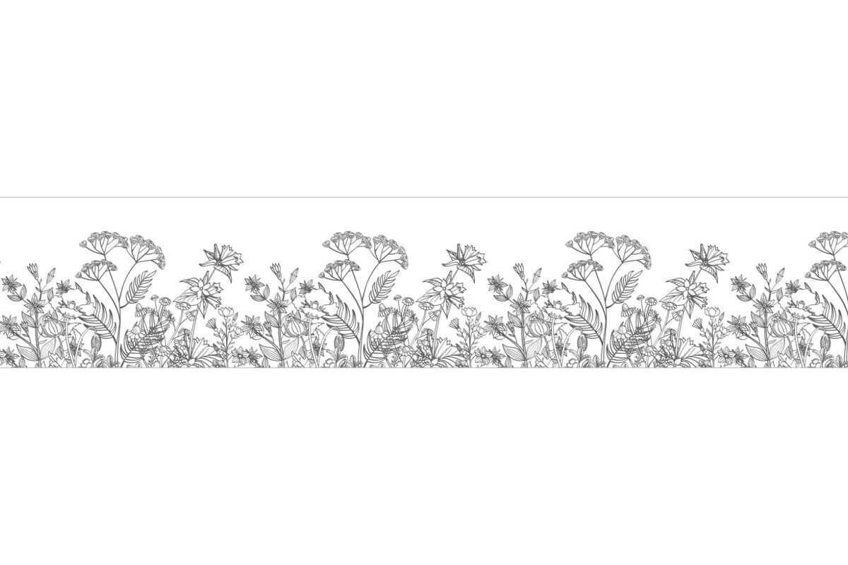 Küchenrückwand Wiesenblumen Schwarz Weiß
