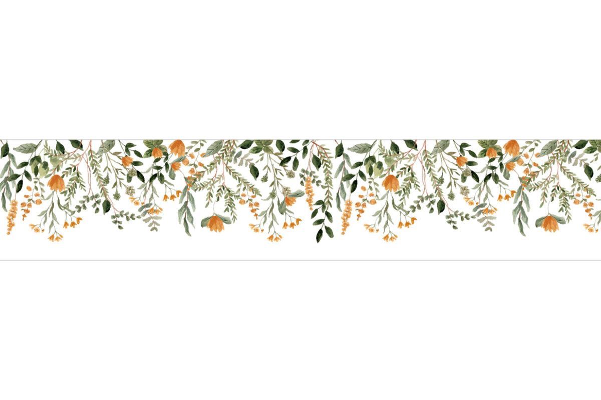 Küchenrückwand Blätter und Blüten Aquarellstil