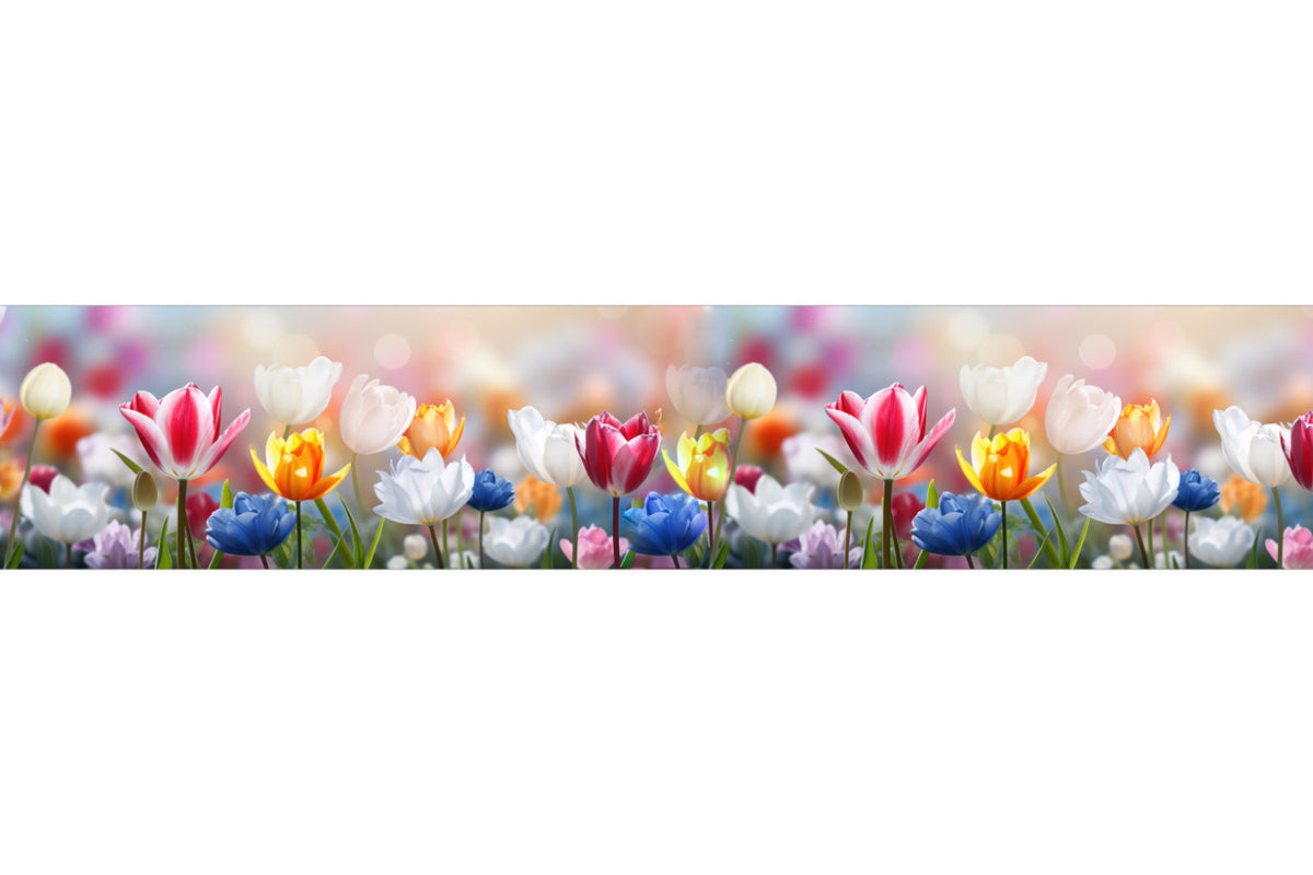 Küchenrückwand Bunte Tulpenwiese