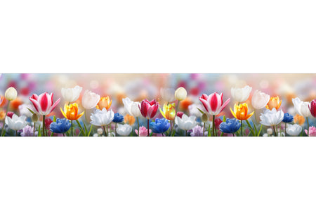 Küchenrückwand Bunte Tulpenwiese