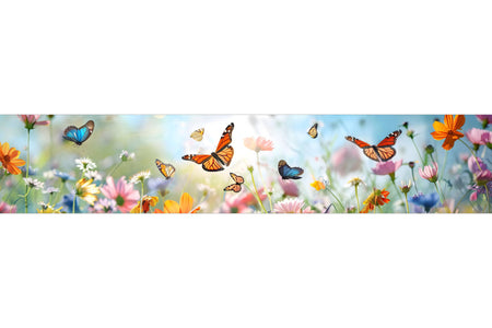 Küchenrückwand Schmetterlinge und Blumenwiese