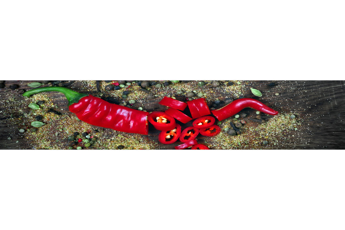 Küchenrückwand Chili und Gewürze