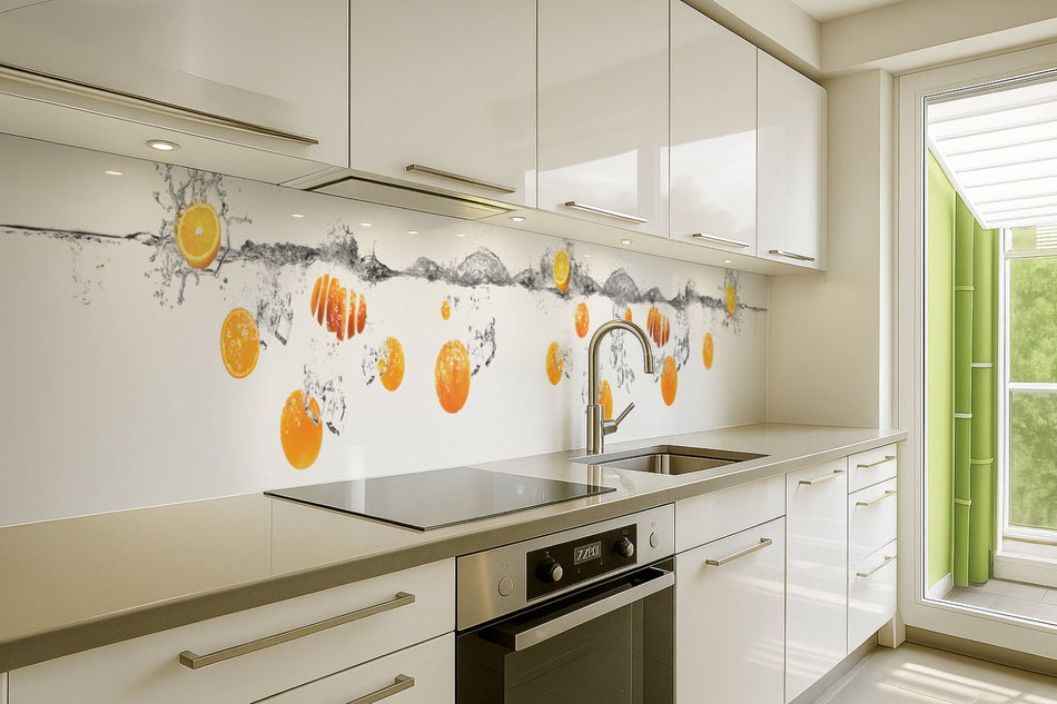 Küchenrückwand Orange Spritzwasser