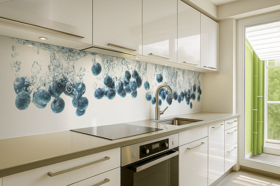 Küchenrückwand Blaubeeren im Wasser