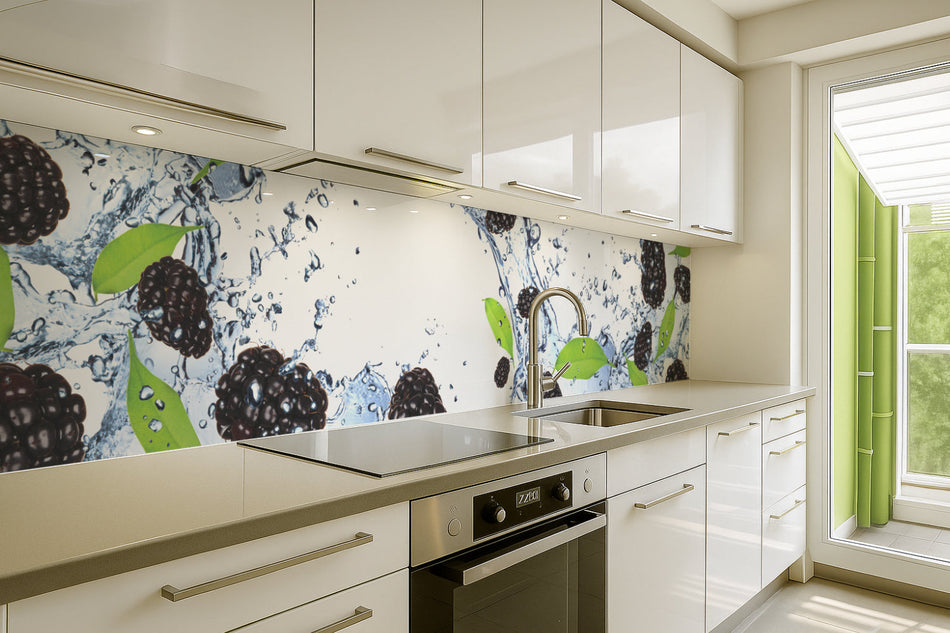 Küchenrückwand Brombeeren im Wasser