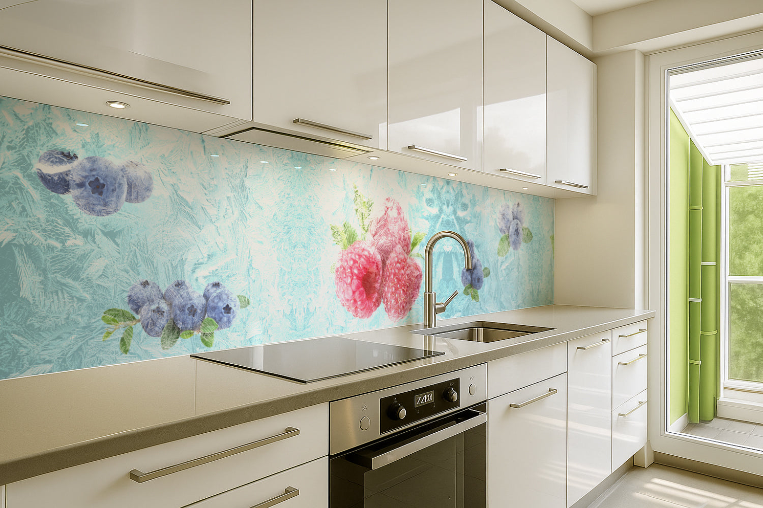 Küchenrückwand Himbeeren & Blaubeeren