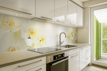 Küchenrückwand Weiße Orchideen