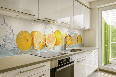 Küchenrückwand Zitronen Splash