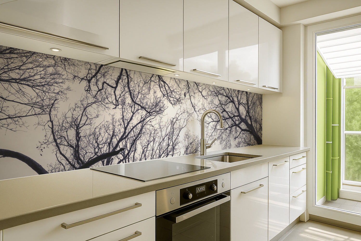 Küchenrückwand Äste Silhouette