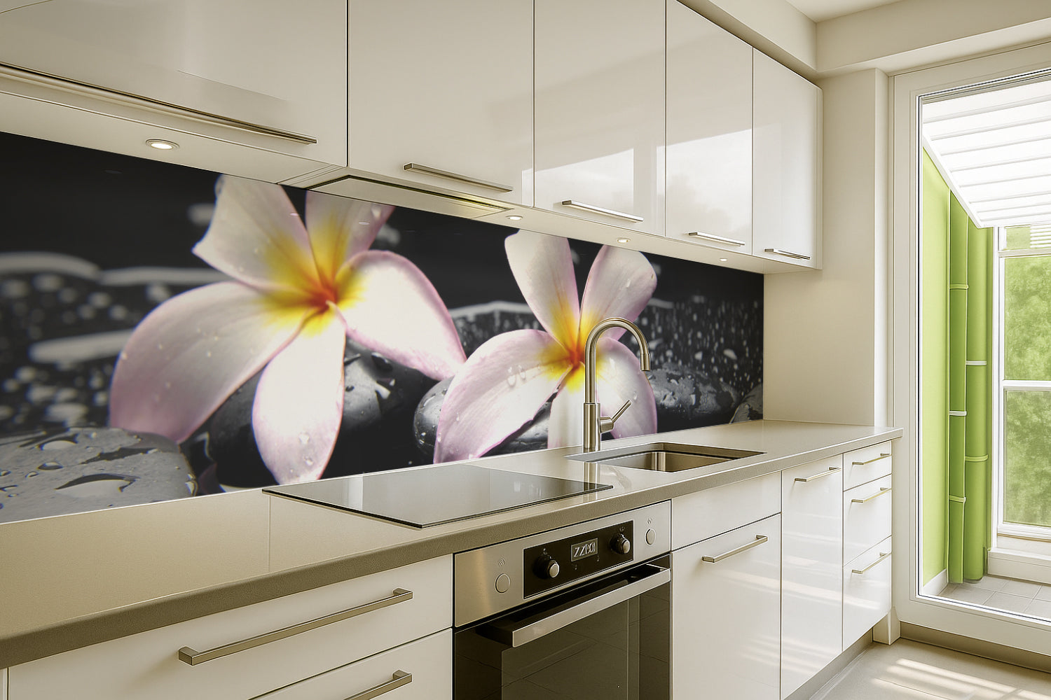 Küchenrückwand Spa Blüten Schwarz