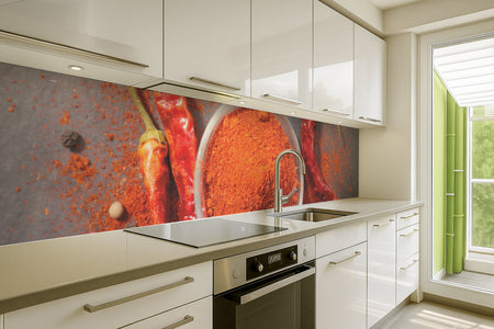 Küchenrückwand Chili und Gewürze