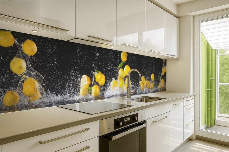 Küchenrückwand Zitronen Splash