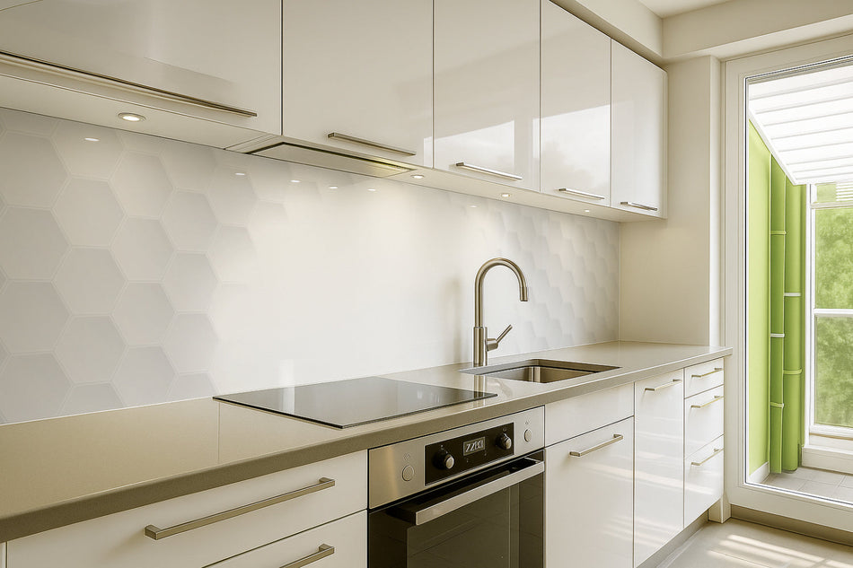 Küchenrückwand Weiße Hexagon Fliesen