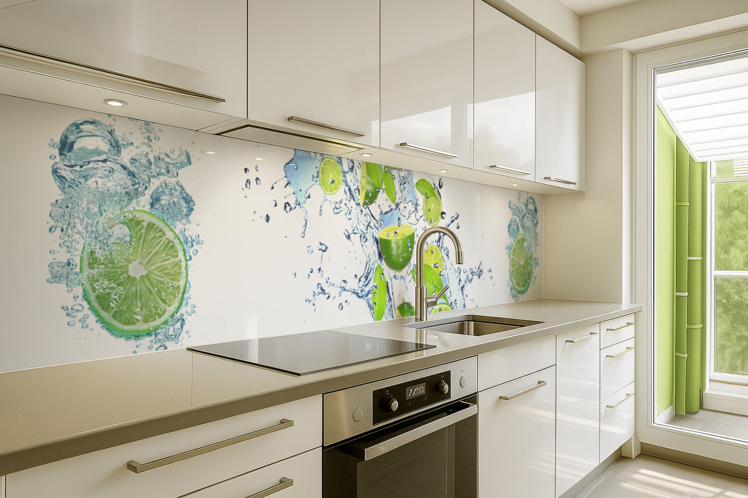 Küchenrückwand Limette und Wassertropfen