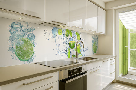 Küchenrückwand Limette und Wassertropfen