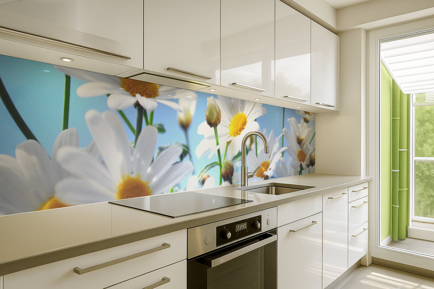 Küchenrückwand Weiße Margeriten