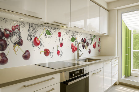 Küchenrückwand Kirschen mit Eiswasser