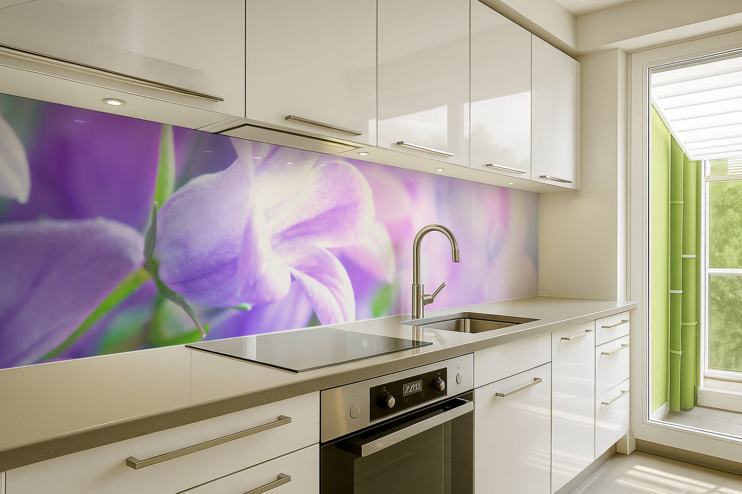 Küchenrückwand Frühlingsblüten Lila