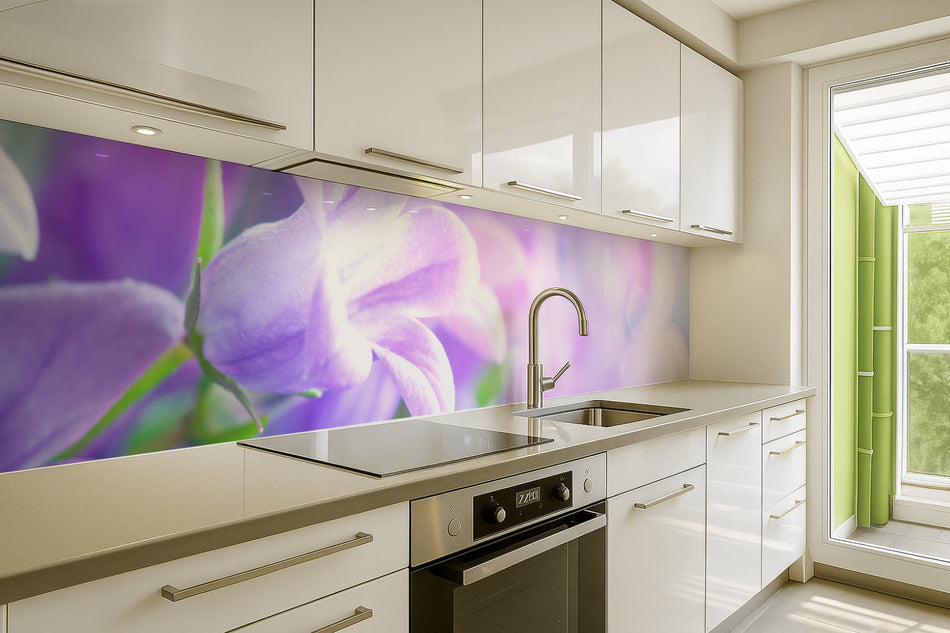 Küchenrückwand Frühlingsblüten Lila