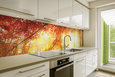 Küchenrückwand Herbstwald im Licht