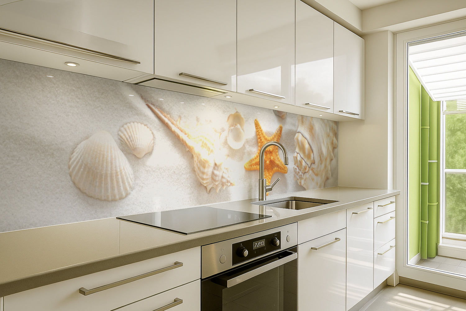 Küchenrückwand Muscheln im Sand