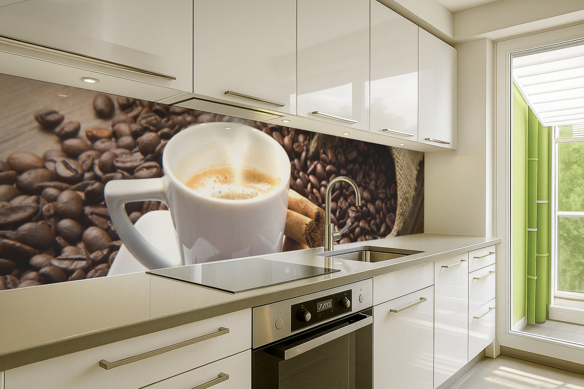 Küchenrückwand Espresso & Bohnen