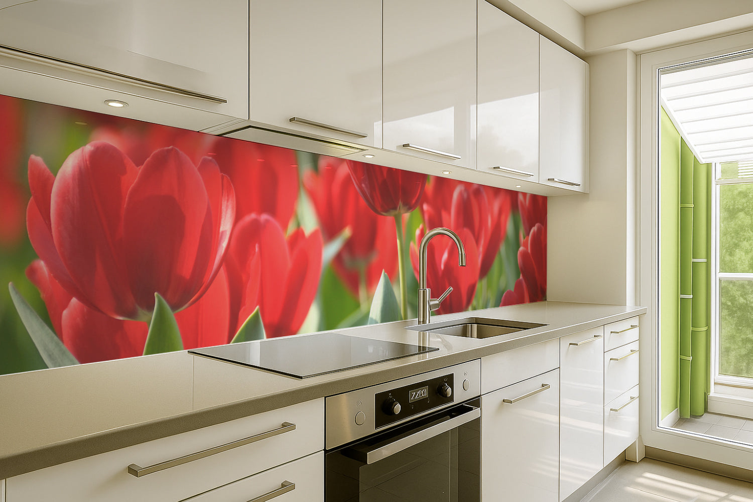 Küchenrückwand Rote Tulpen