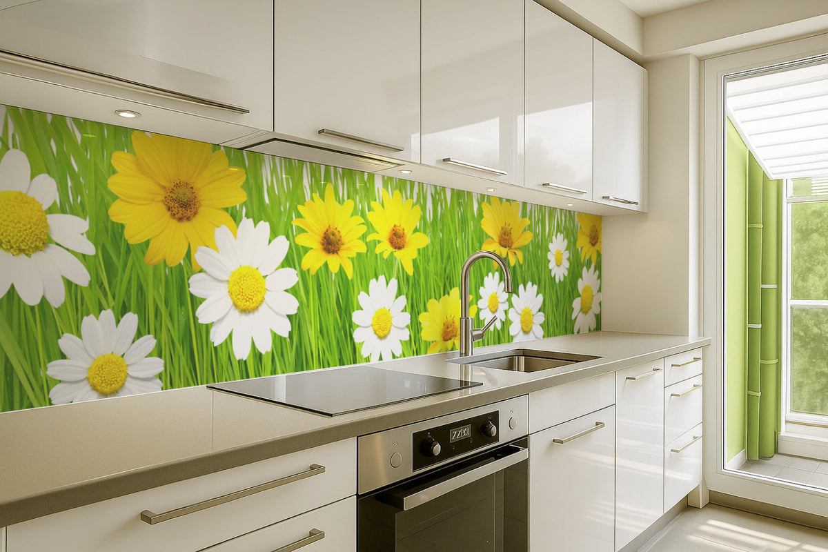 Küchenrückwand mit Blumenmotiv