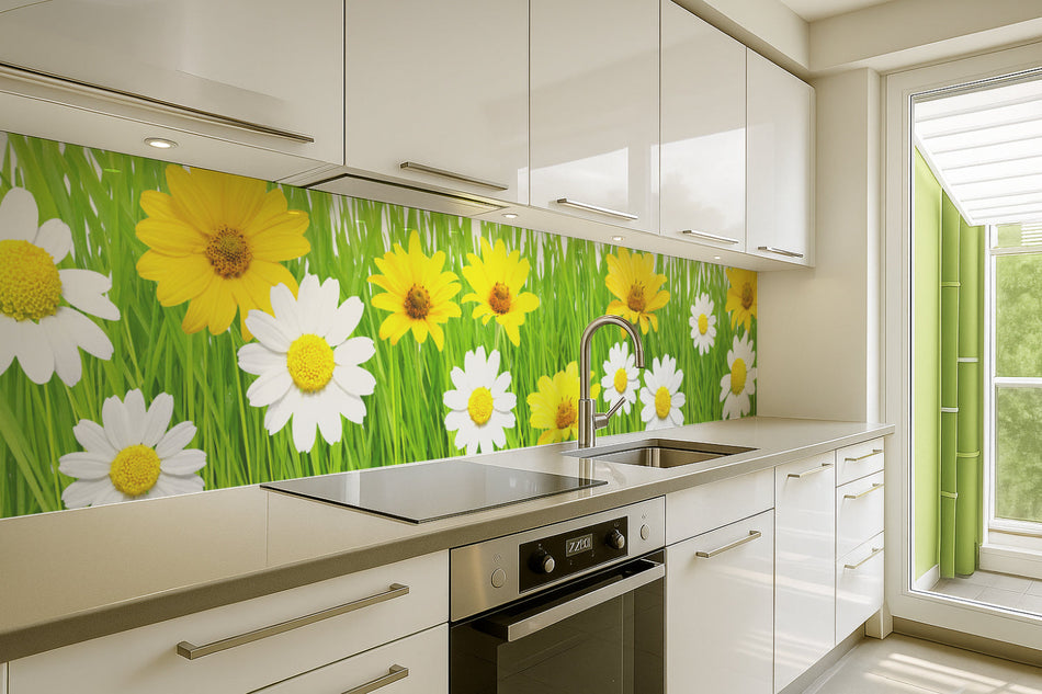 Küchenrückwand mit Blumenmotiv