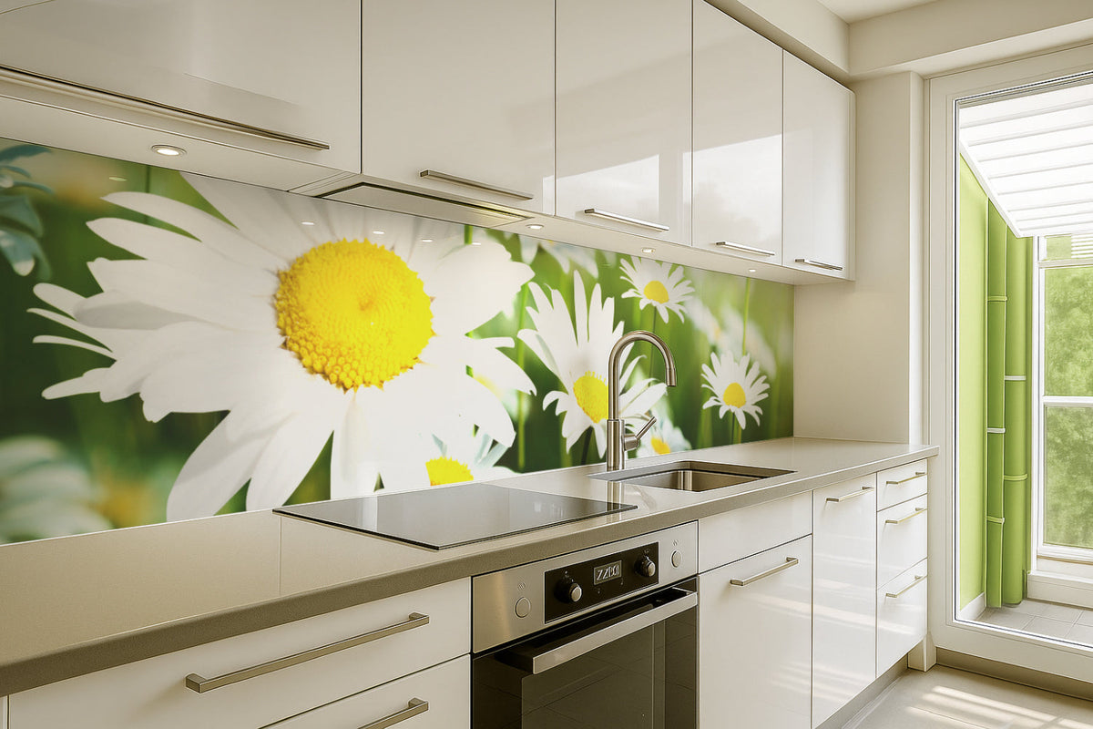 Küchenrückwand Margeritenblüten
