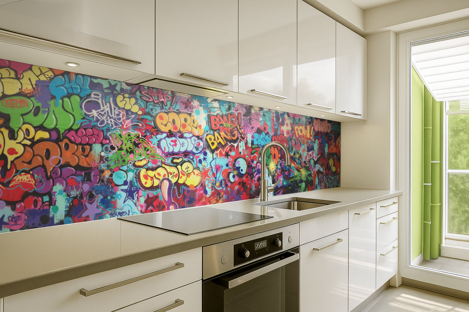 Küchenrückwand mit Graffiti