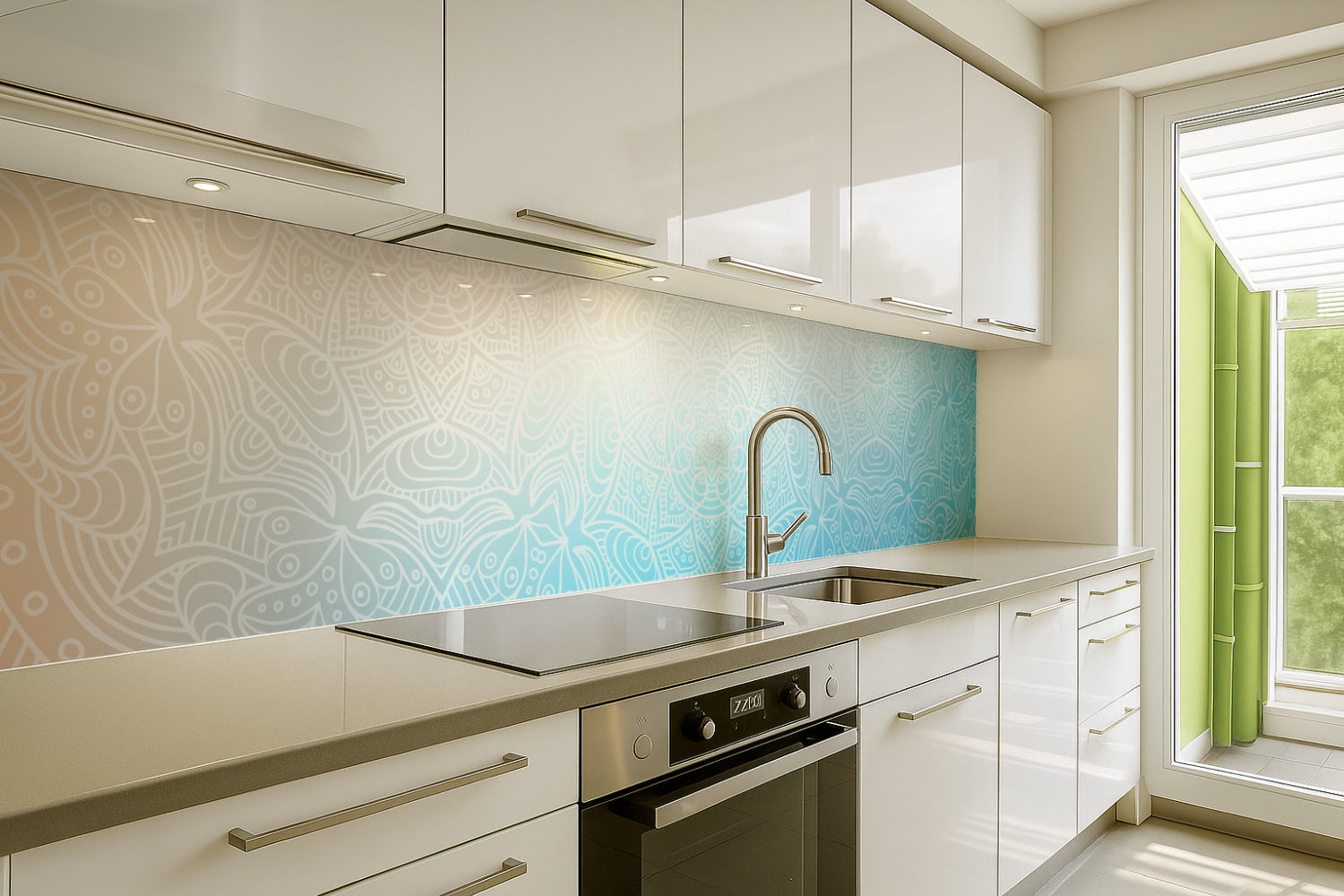 Küchenrückwand Mandala Blau