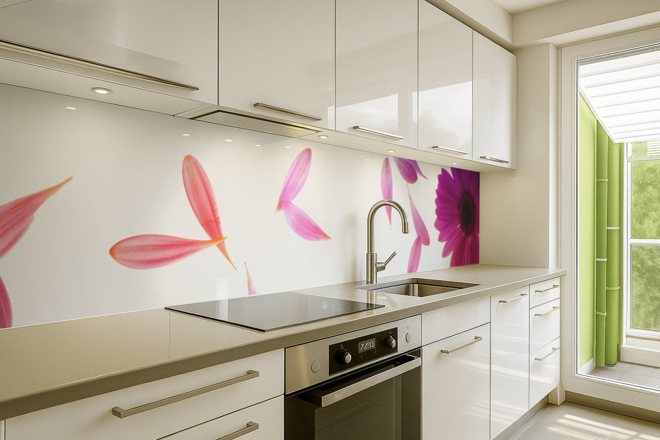 Küchenrückwand mit Blüten