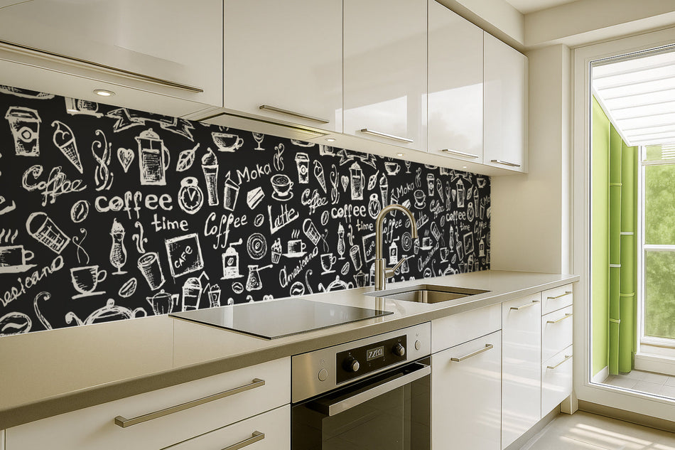 Küchenrückwand Kaffee-Design Schwarz