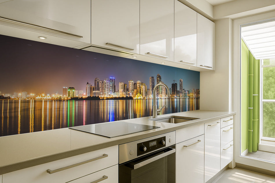 Küchenrückwand Skyline mit Lichtern