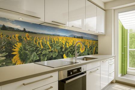 Küchenrückwand Sonnenblumenfeld Panorama