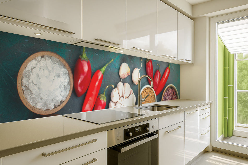 Küchenrückwand Chili & Knoblauch