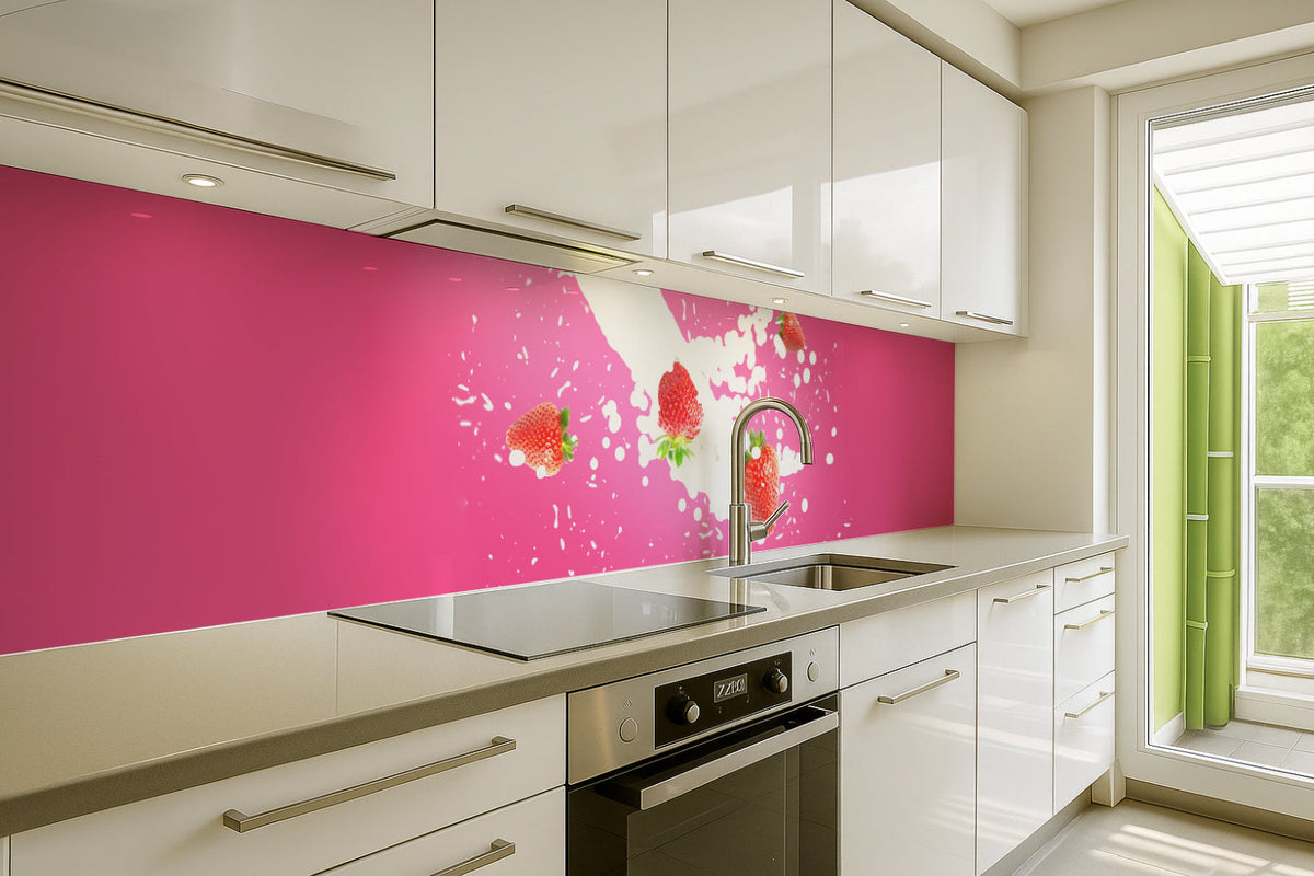 Küchenrückwand Erdbeeren & Milch